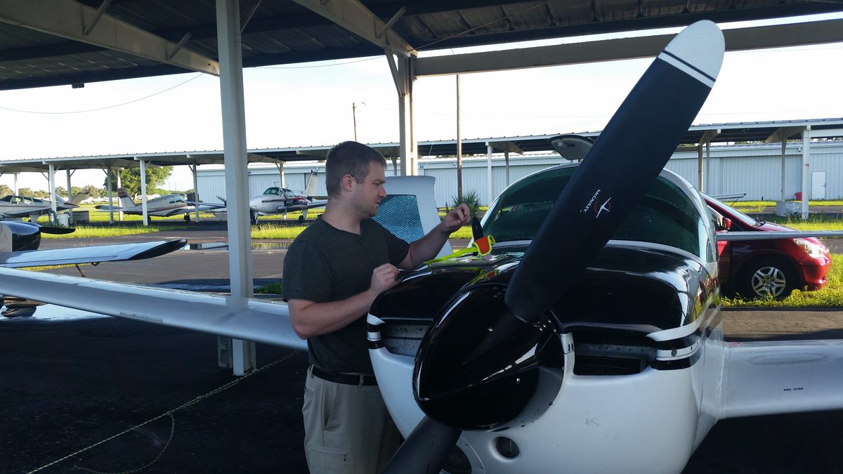 preflight walkaround with instructor and owner